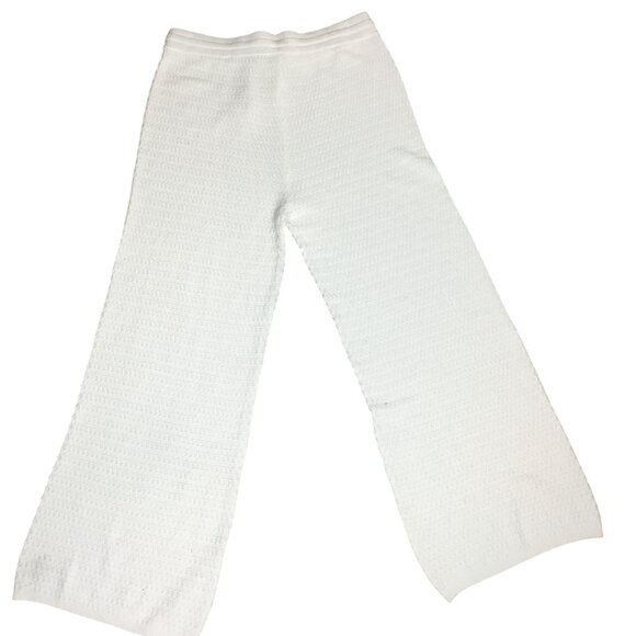 VINEYARD VINES Crocheted Wide Leg Pants Marshmallow NWT Hemp Cotton Loungewear - Picture 3 of 10